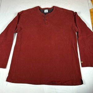 Columbia Men's Long Sleeve Henley, 100% Cotton Shirt, Rust Colored, Size XL